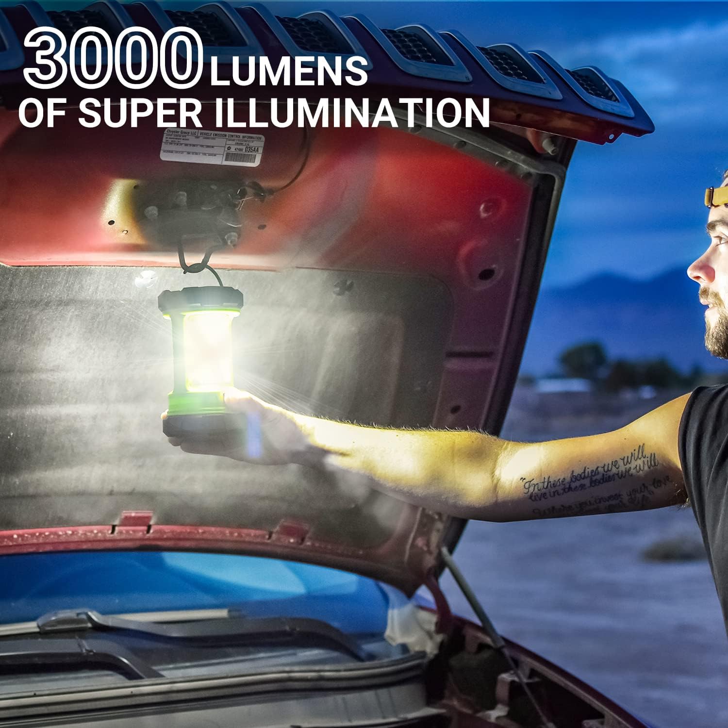 Camping Lantern, 3000LM LED Rechargeable Battery Operated Lantern, 5 Light Modes, COB Waterproof Lantern Flashlight, Camping Light for Power Outage, Hurricane, Survival, Hiking - Image 7