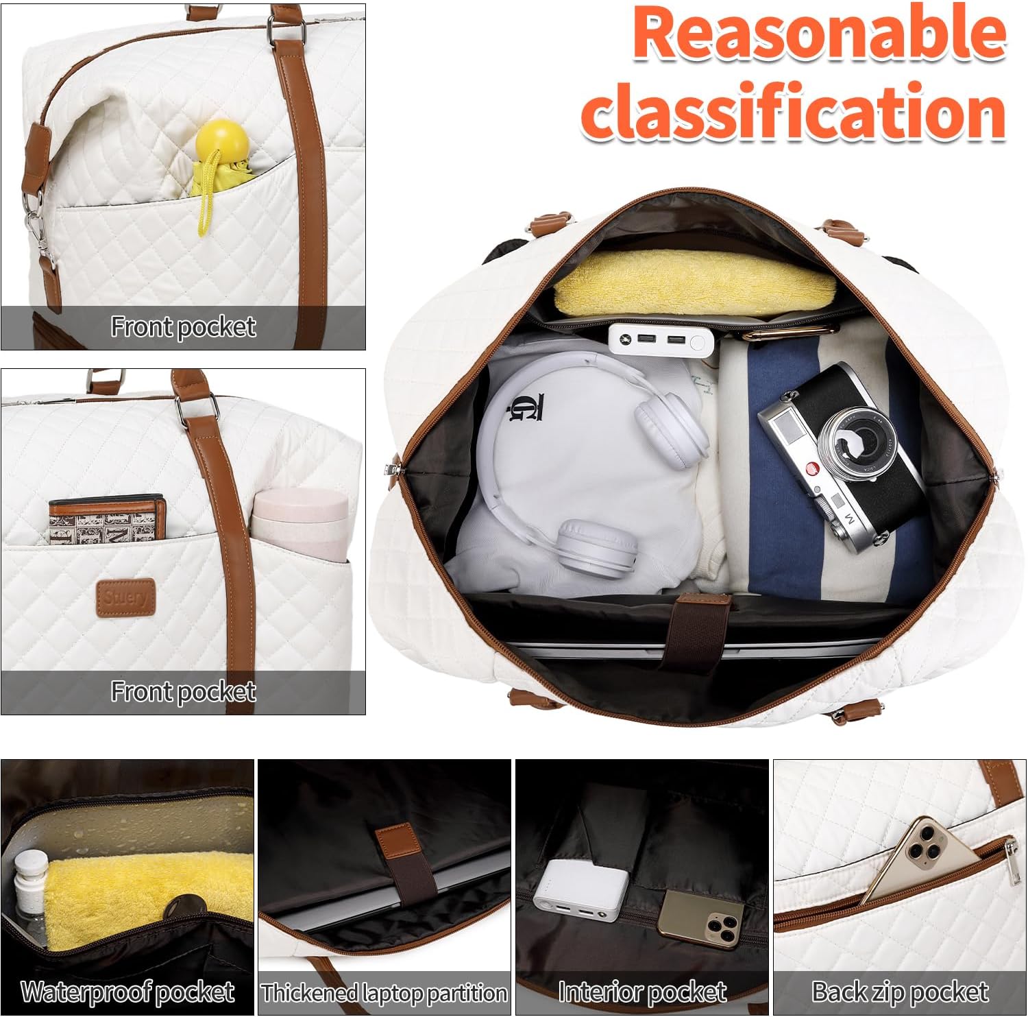 Travel Bag for Women: 21" Large Weekender Bags for Women with Shoe Compartment & Toiletry Bags, 3PCS Overnight Duffel Tote for Carry on Weekend Travel Business Trip Airplane Traveling, Gym - Image 3