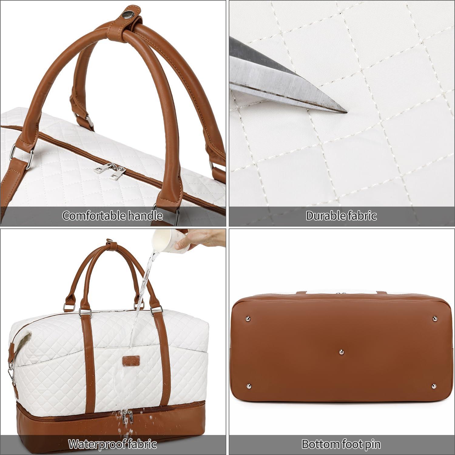 Travel Bag for Women: 21" Large Weekender Bags for Women with Shoe Compartment & Toiletry Bags, 3PCS Overnight Duffel Tote for Carry on Weekend Travel Business Trip Airplane Traveling, Gym - Image 4