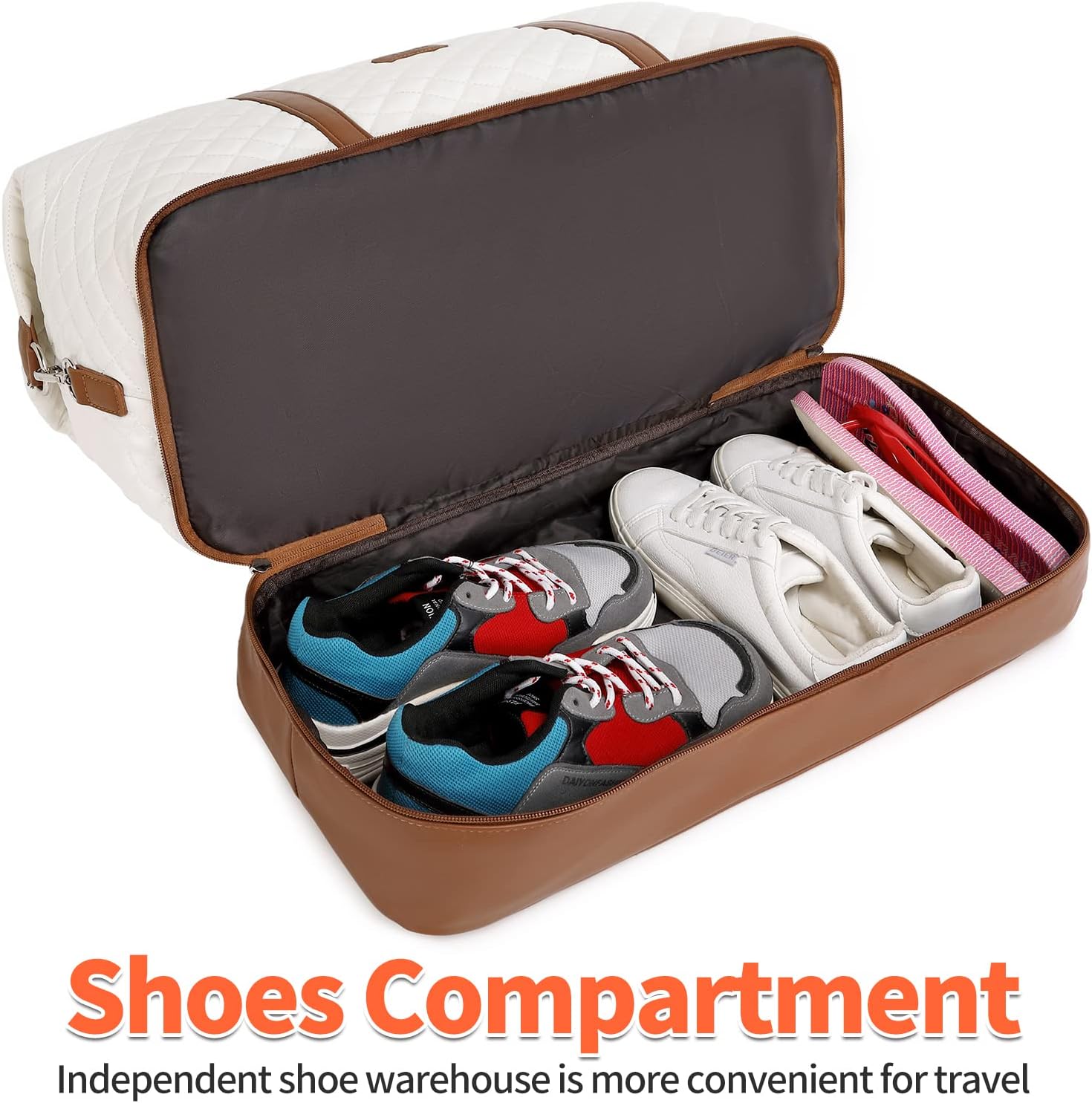 Travel Bag for Women: 21" Large Weekender Bags for Women with Shoe Compartment & Toiletry Bags, 3PCS Overnight Duffel Tote for Carry on Weekend Travel Business Trip Airplane Traveling, Gym - Image 7